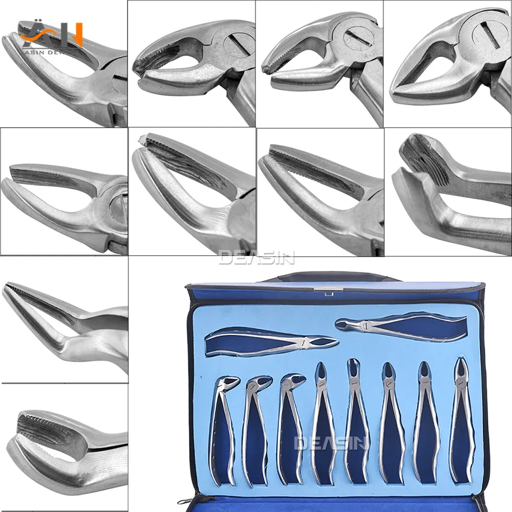10pcs/set High Quality Dental Adult Tooth Extraction Plier Forcep Teeth Extraction Plier Forcep Dental Surgical Tool Instrument