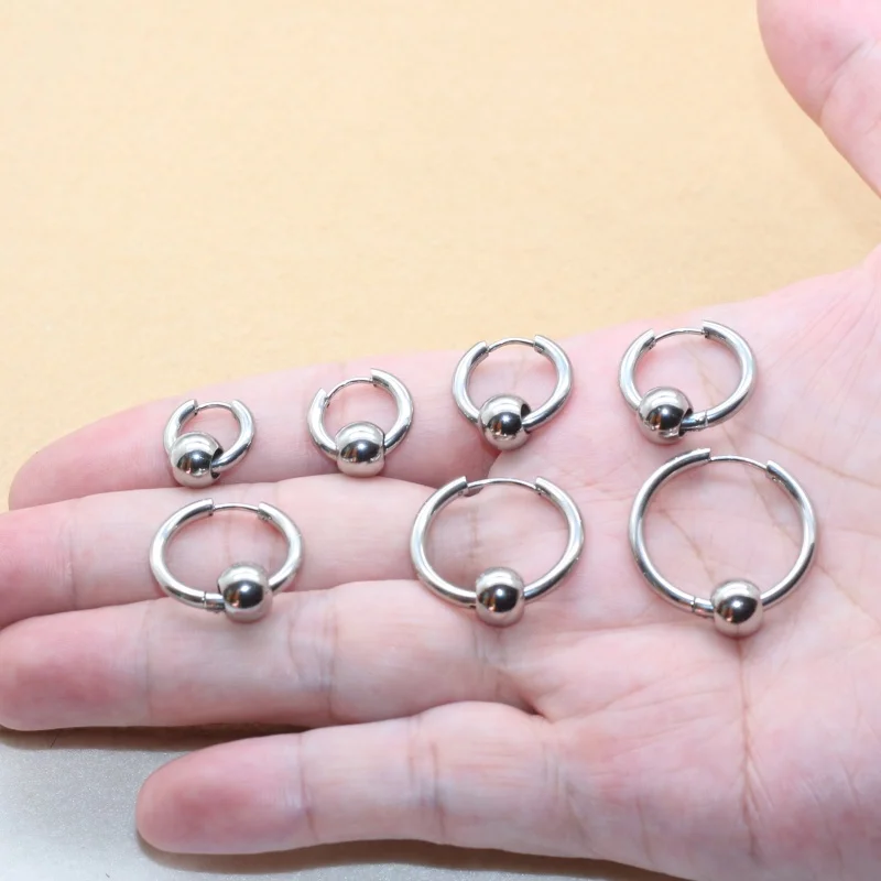 2pc Lot Stainless Steel Round Men Women Hoop Earrings Thick 2.5MM 8 10 12 20mm For Choose Brief Style Fashion Jewelry