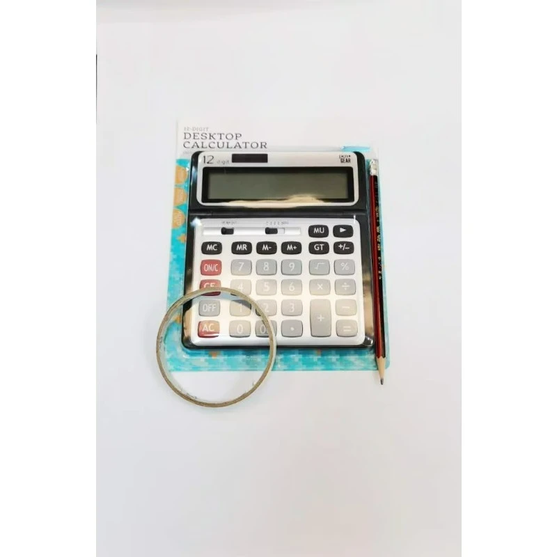 12 Digit Large Display Desktop Calculator, Gray, Office, Elementary school, middle school