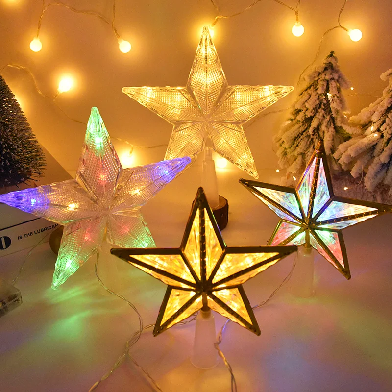 

Christmas Tree Top Star LED Light Lamp Pendant Christmas Decorations Home Xmas Tree Ornaments 2023 New Year Decor Navidad Noel