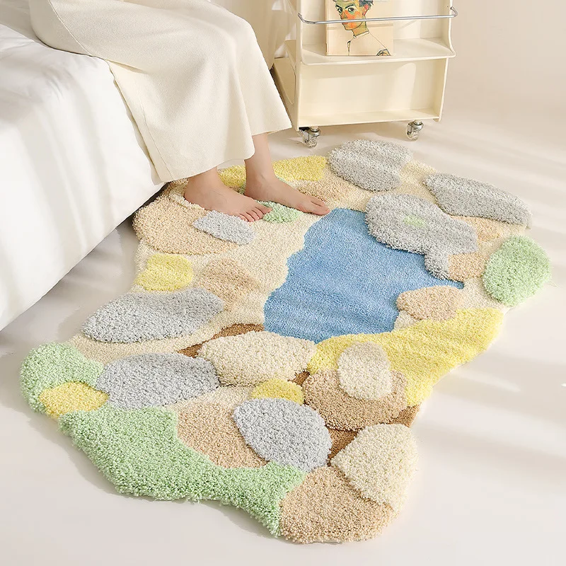 Creative Cobblestone Mossy Rug For Bedroom Light Luxury Bathroom Carpet Sofa Coffee Table Foor Mat Women's Cloakroom Area Rug