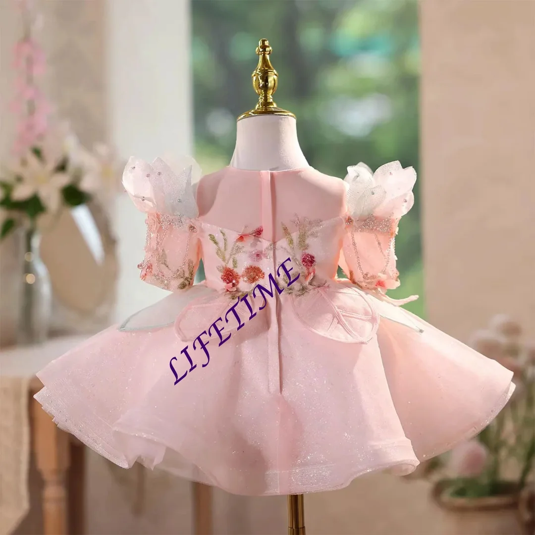 Elegancka sukienka dla dziewczynki do sypania kwiatów, z długim rękawem, w stylu księżniczki, dla malucha, na wesele, pierwsze urodziny, święta, przyjęcie.