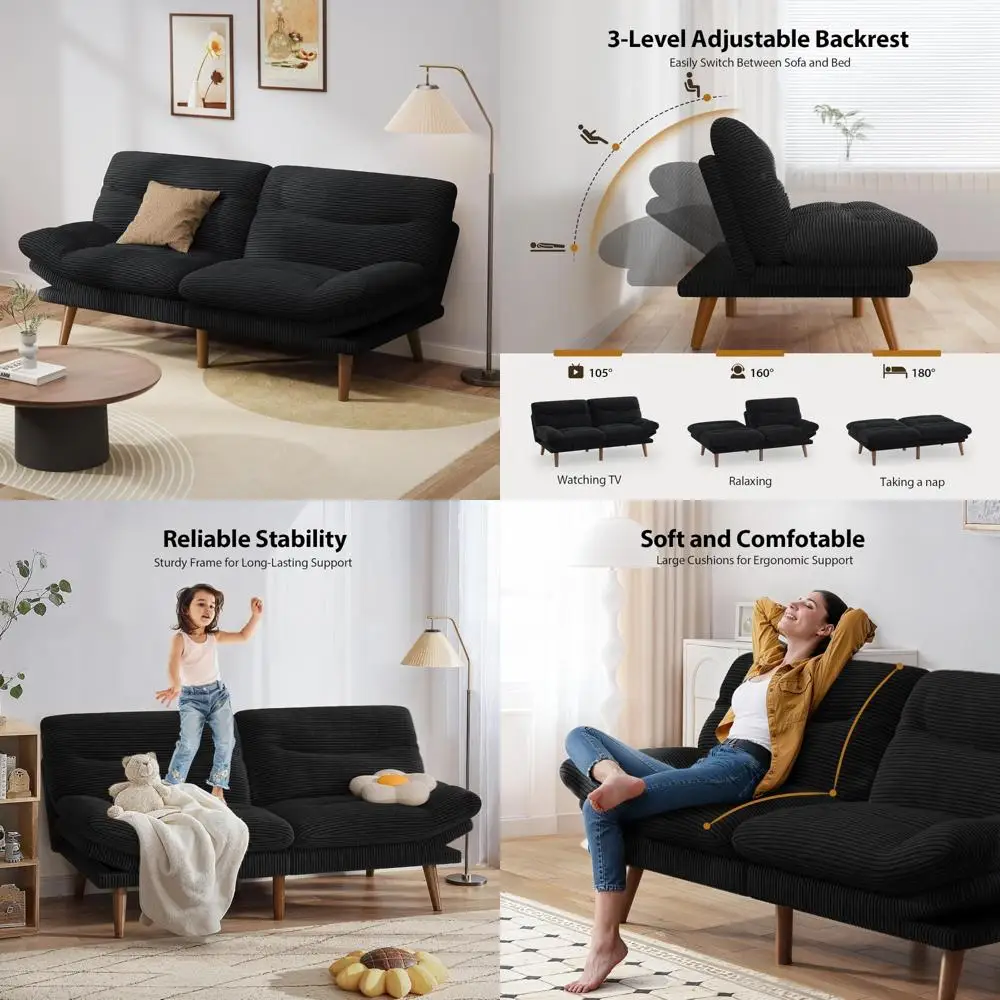 67x48 Oversized Chaise Lounge Chair Indoor, Upholstered Sofa Bed with Plush Faux Fur, Sleeper Couch Reading Chair, Fluffy Cloud