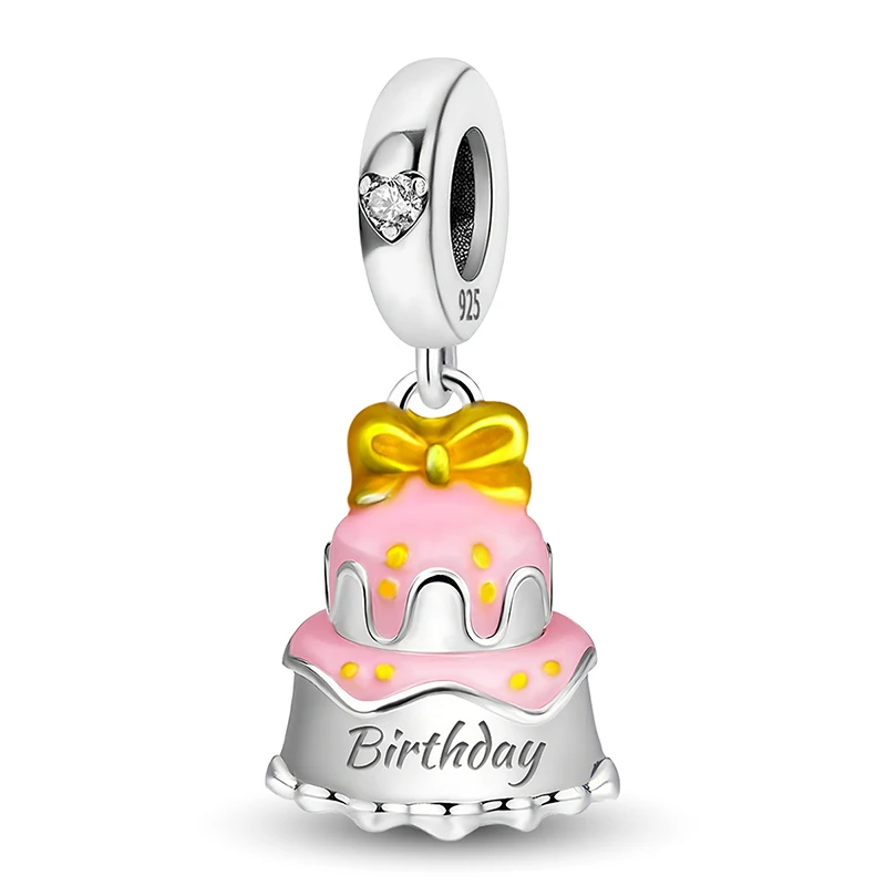 

925 Sterling Silver Cake Coffee Flowers Coconut Cactus Pendant Bead Diy Bracelet Bangle Making Gift Of High Quality Fine Jewelry