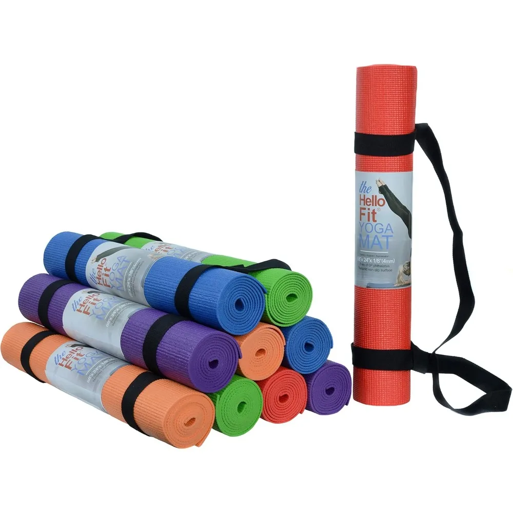 

10-Pack Yoga Mat With Deluxe Carrying Harness, 68" x 24" Non Slip Exercise Mat, 4mm Thick Gym Mat, Bulk Non Toxic Yoga Mats for