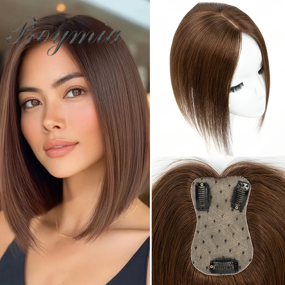 Real Human Hair Toppers for Women Suitable for Skin Tones - Clip-In Hair Extensions with No Bangs Straight Hair Pieces, Hair Topper for Volume & Length, Instant Hairstyle for Thinning Hair or Bald