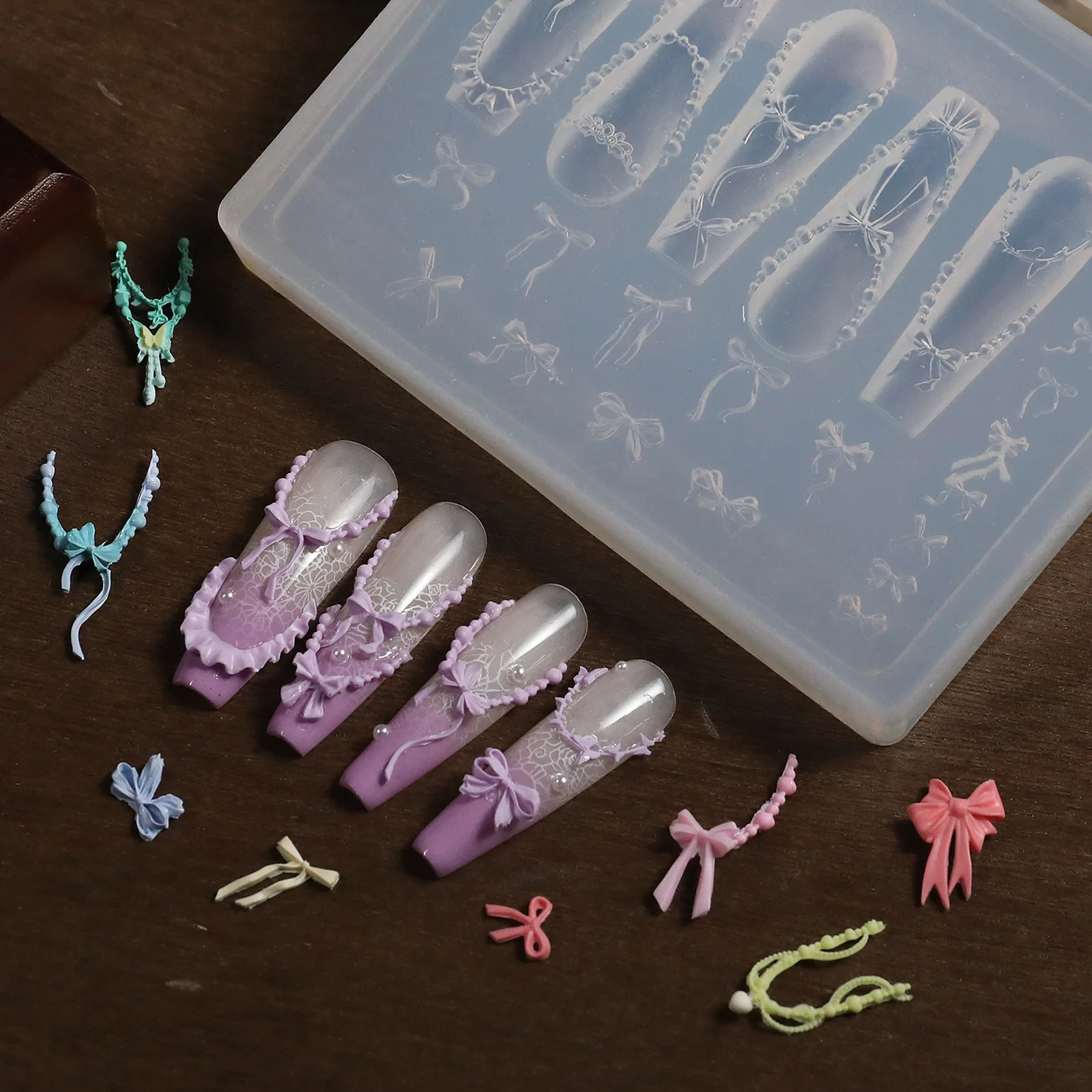 Nail Art Silicone Mold for 3D Embossing, Bow Shape Mold for Acrylic & Resin Decoration, Manicure Stamp Tool