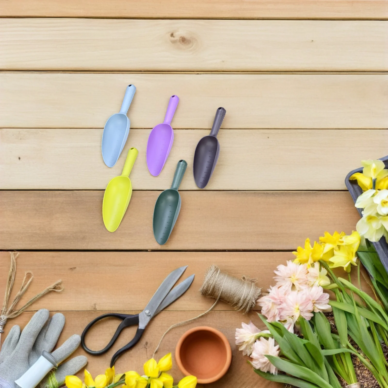 

5pcs Garden Soil Shovels Ergonomic Handle Light Weight Smooth Surface No Burrs Extra Large Head Wear Resistant Balcony Garden