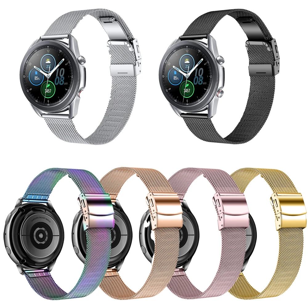 Correa milanesa de acero inoxidable de 18mm, 22mm y 20mm para Samsung Galaxy Watch Active2 Active3, correa de reloj S3 para Galaxy Watch4 5 6 7