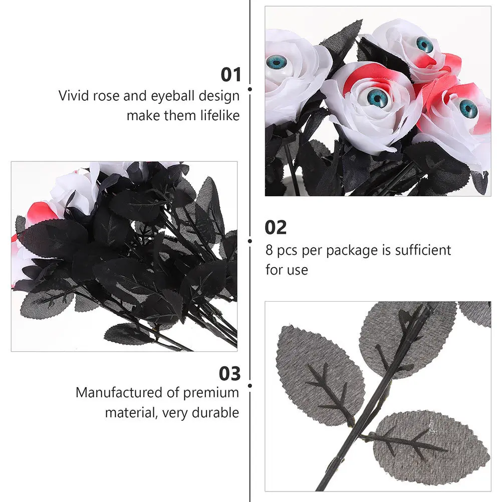 

10pcs Fake With Eyeball Halloween Decoration For Party Haunted House Decor Supplies Simulated Ornament Prop Tricky Flower