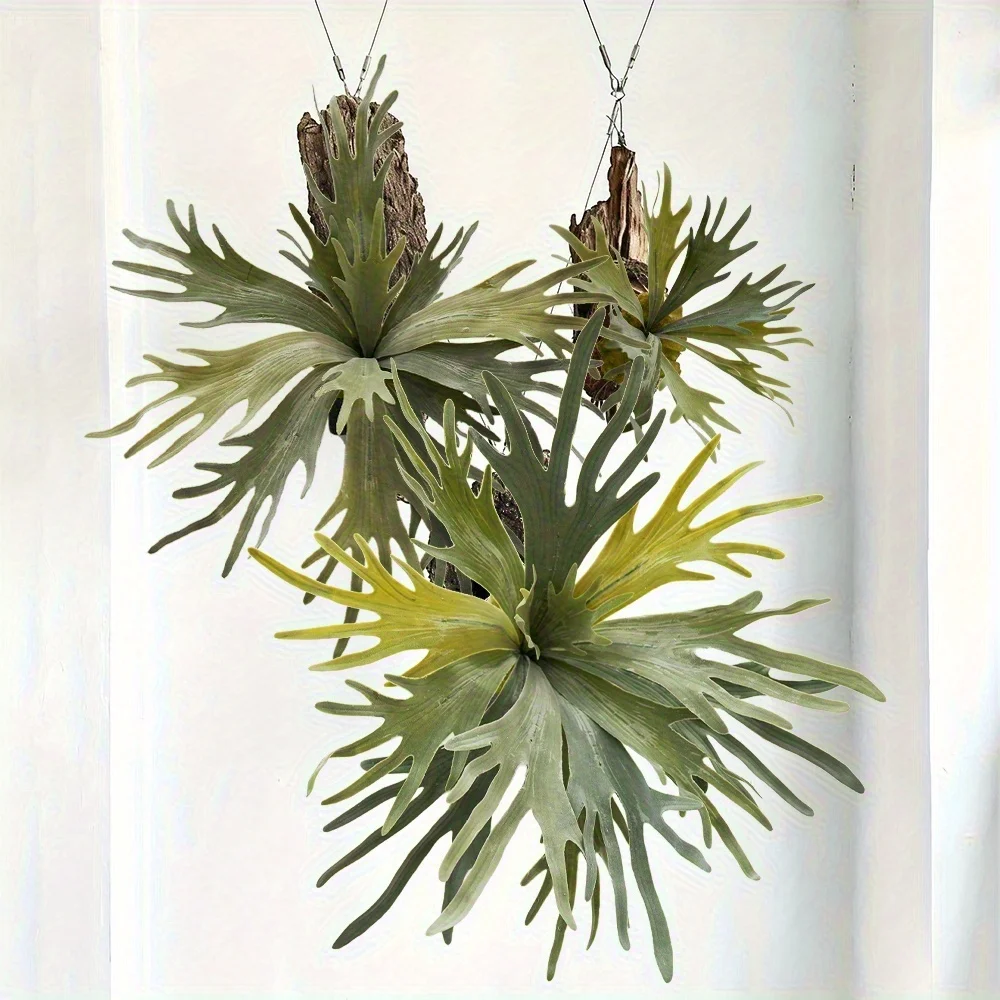 Planta Artificial Colgante de Helecho de Ciervo de 20 Pulgadas, Helecho de Boston Artificial para Interiores y Exteriores, Decoración para el Hogar, Jardín, Patio, Bodas, Fiestas y Habitaciones