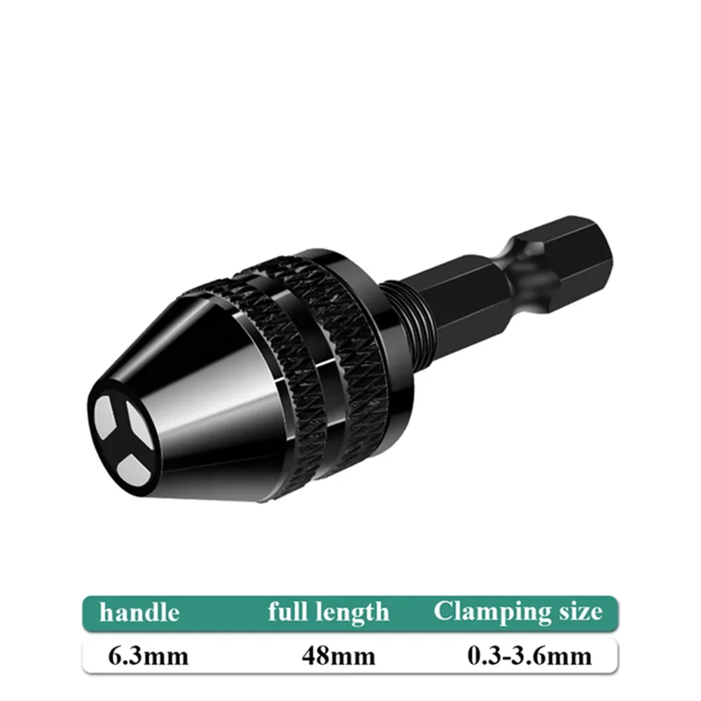 Mini Keyless Drill Chuck Self-Tighten Electric Drill Bits Collet Fixture Tools 1/4" Hex Shank Quick Change Adapter Converter