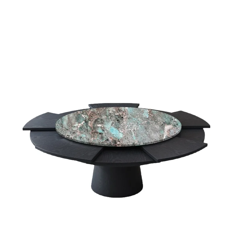 High-end rotating retractable dining table