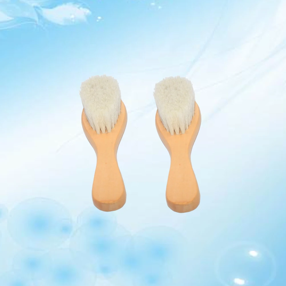 

2Pcs Baby Hair Washing Brush Set Wooden Handle Bath Cleaning Tool Soft Wool Brush Scalp Massage Baby Bathing Tools