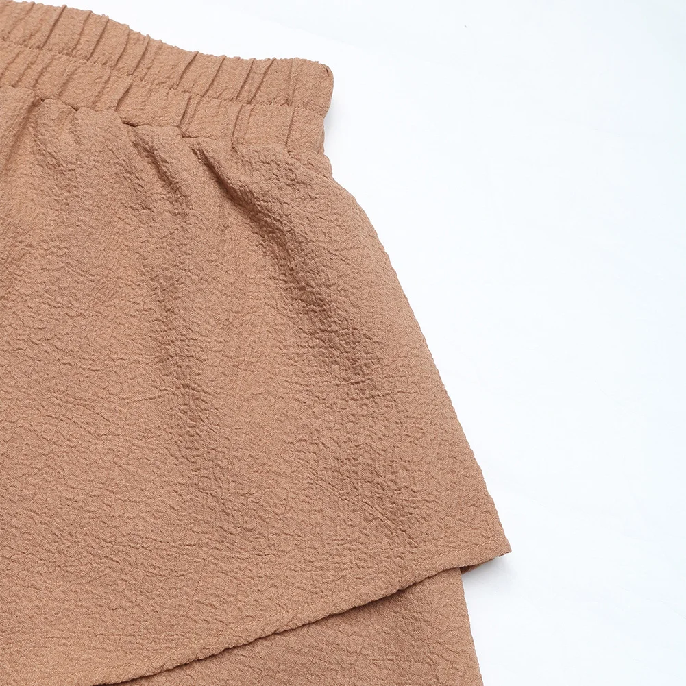 Casual Occasions Casual Shorts Layered Shorts Classic Design Elastic Waist Polyester Fabric Ruffled Hem Solid Texture