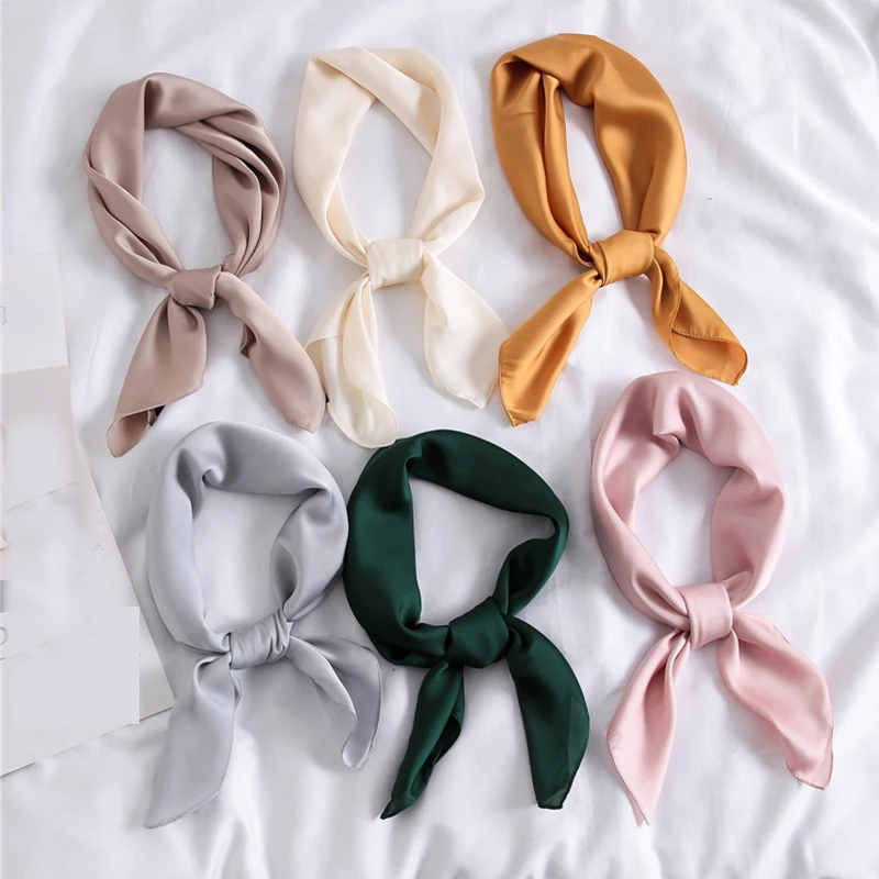 الصلبة 50s وشاح للرقبة بلون الشعر الشريط وشاح الرجعية تقليد الحرير ربطة العنق وشاح طويل نحيل للمحفظة