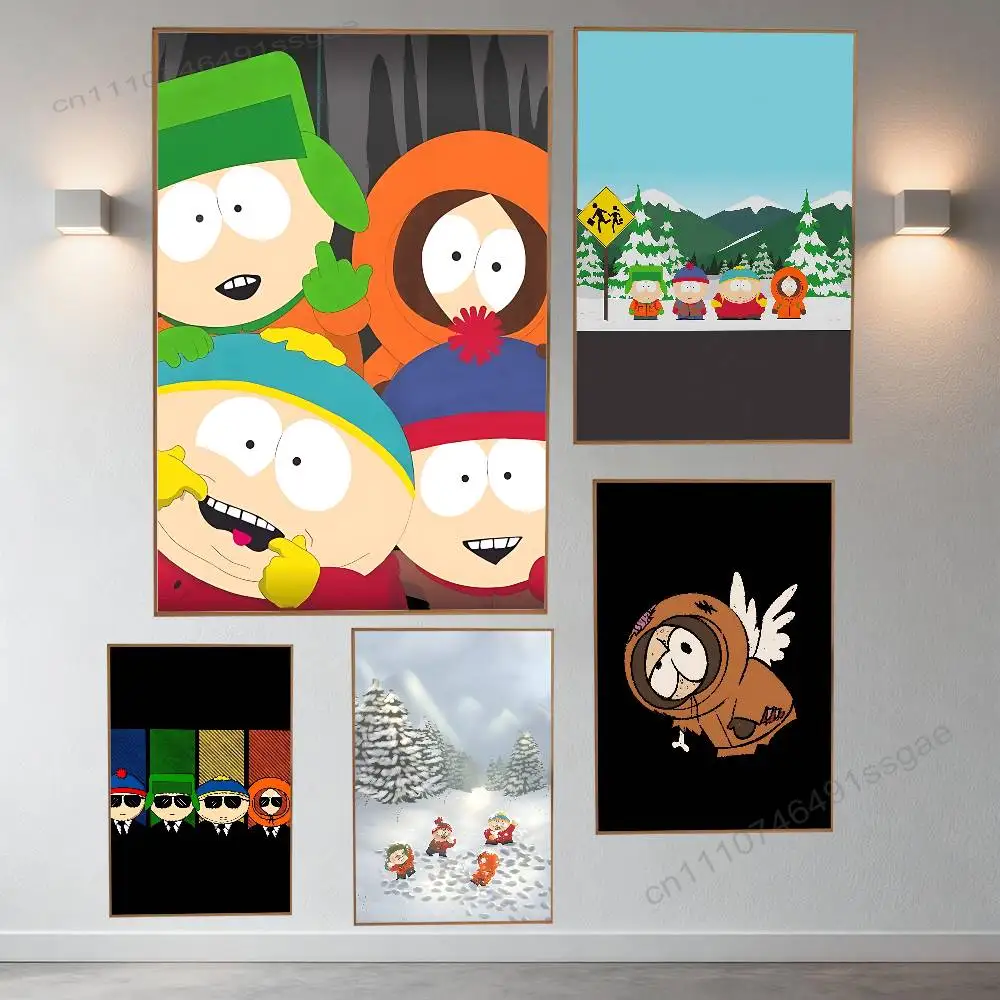 

Funny S-South P-Park Cartoon Retro Fashion Pictorial Poster Sticky Poster Paper Sticker DIY Room Bar Cafe Wall Decor Gift
