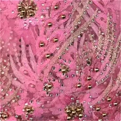 2018 pink Latest French Nigerian Laces Fabrics High Quality Tulle African Laces Fabric Wedding African French Tulle Lace