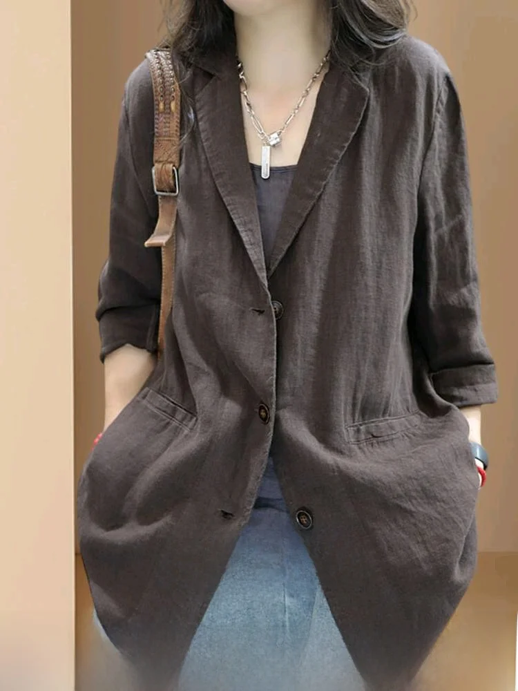 

Ele Thin Cotton Linen Jaet Women's Spring Autumn Windbreaker New 2025 Silk Tussah Jaet Long Sve