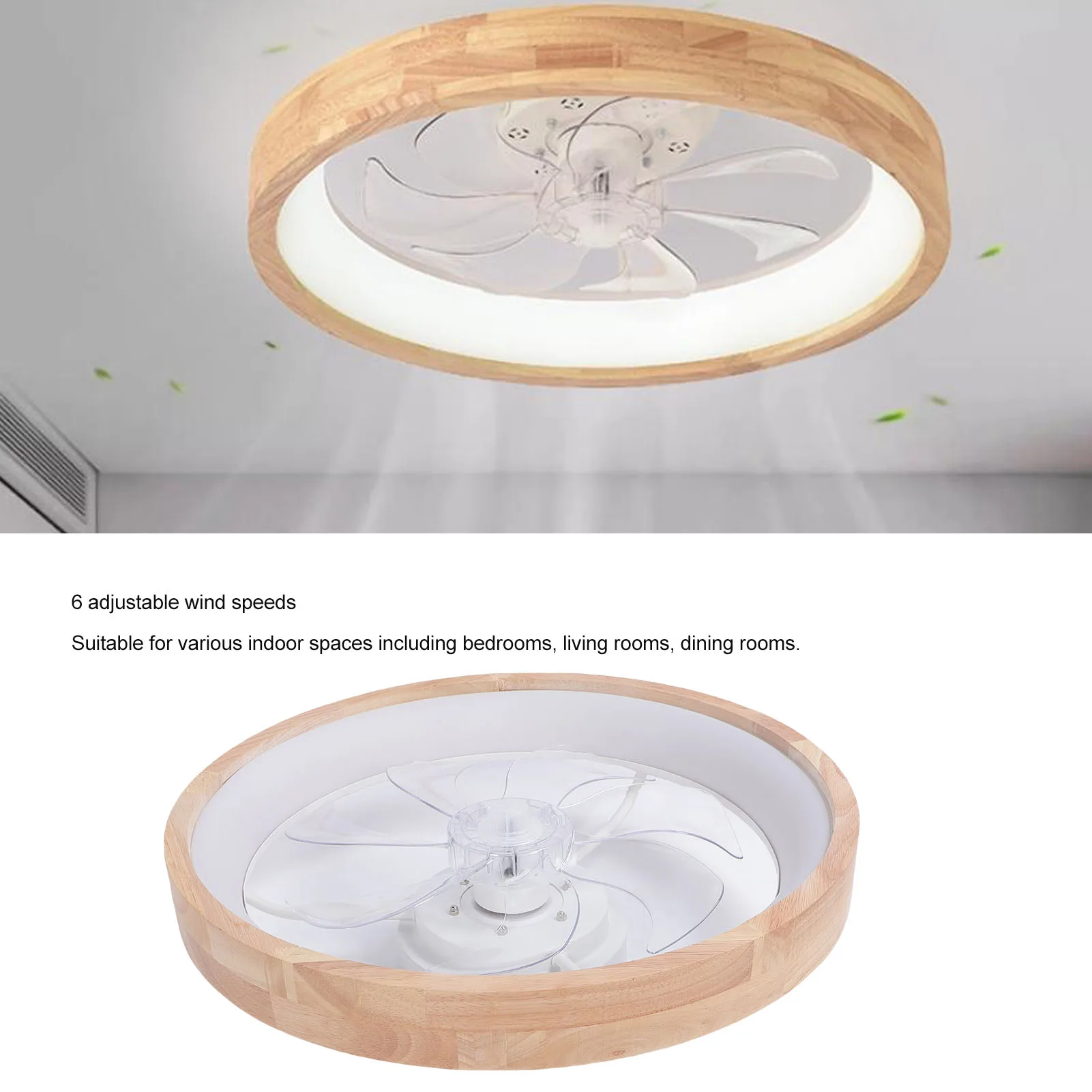 

LED Ceiling Fan Light Quiet Energy Efficient Flush Mount Ceiling Fan 6 Speeds 3 Color Temperature Stepless Dimming for Bedroom