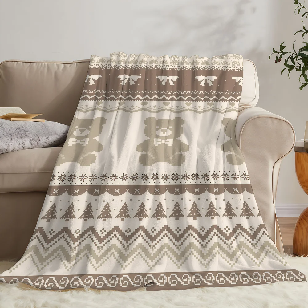 Fair Isle Pattern Blanket Soft Warm And Thick Perfect For Bedroom Living Room Bed Sofa Camping Picnic Office Gift