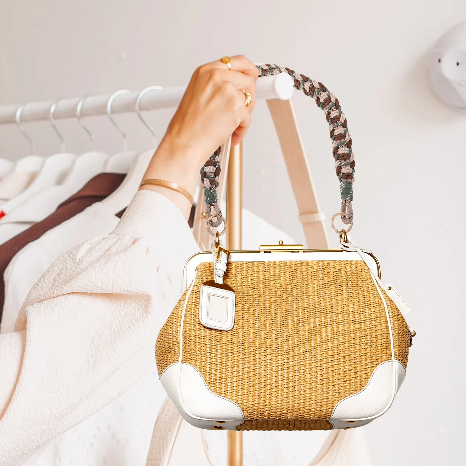 

Woven Purse Strap Handmade Replacement for Handbag Adjustable Decorative Bag Accessories Stylish Underarm Bag Transformation