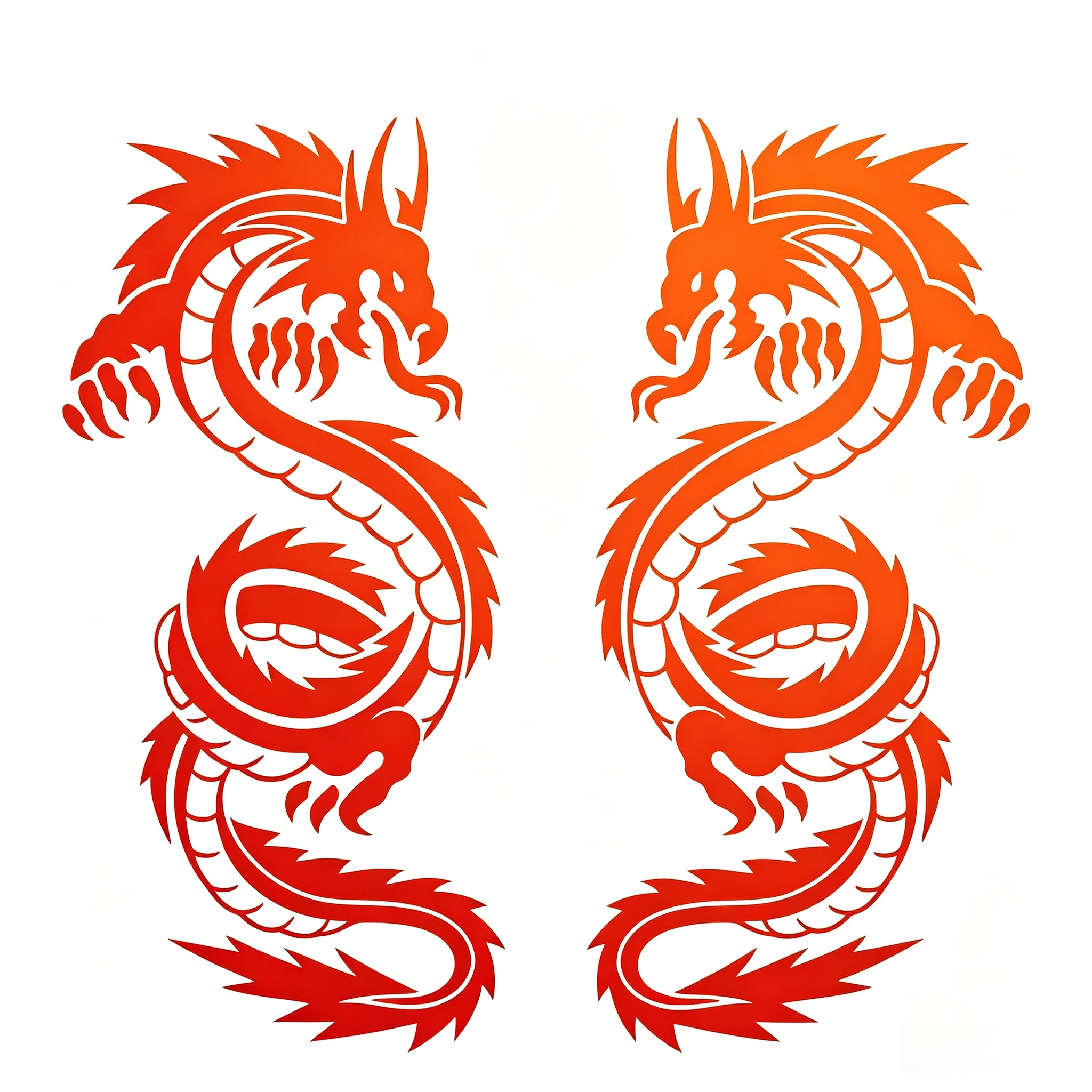 Twin Chinese Dragons Car Sticker, Tribal Mythology Vinyl Decal, Creative Black Silhouette Emblem for Car Trunk, Durable Outdoor