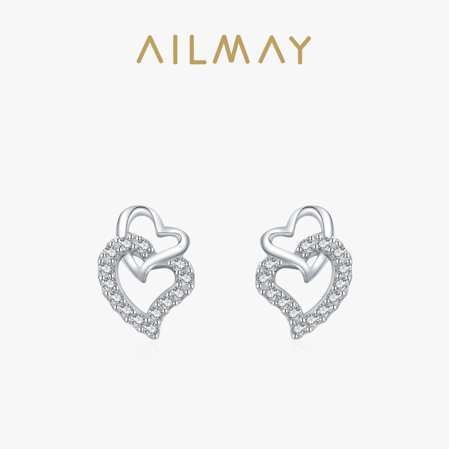 

Ailmay высококачественное Настоящее серебро 925 пробы с тонким сверкающим кубическим цирконием двух лампочек для женщин эффектные ювелирные изделия в подарок