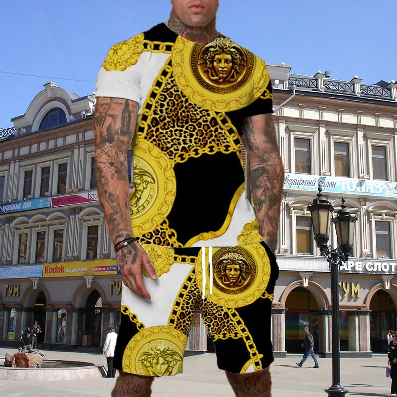 2025 T-shirt da uomo estiva Set Tendenza moda Pantaloncini a maniche corte di lusso Comodo abito da strada casual Hombre Ropa Conjunto Para