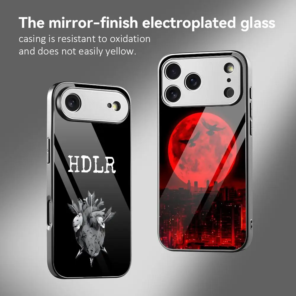 Singer N-Natos y Waor Phone Case For iPhone 17 16 15 14 13 12 Pro Max Plus Electroplated Metal Bumper Case Tempered Glass Back