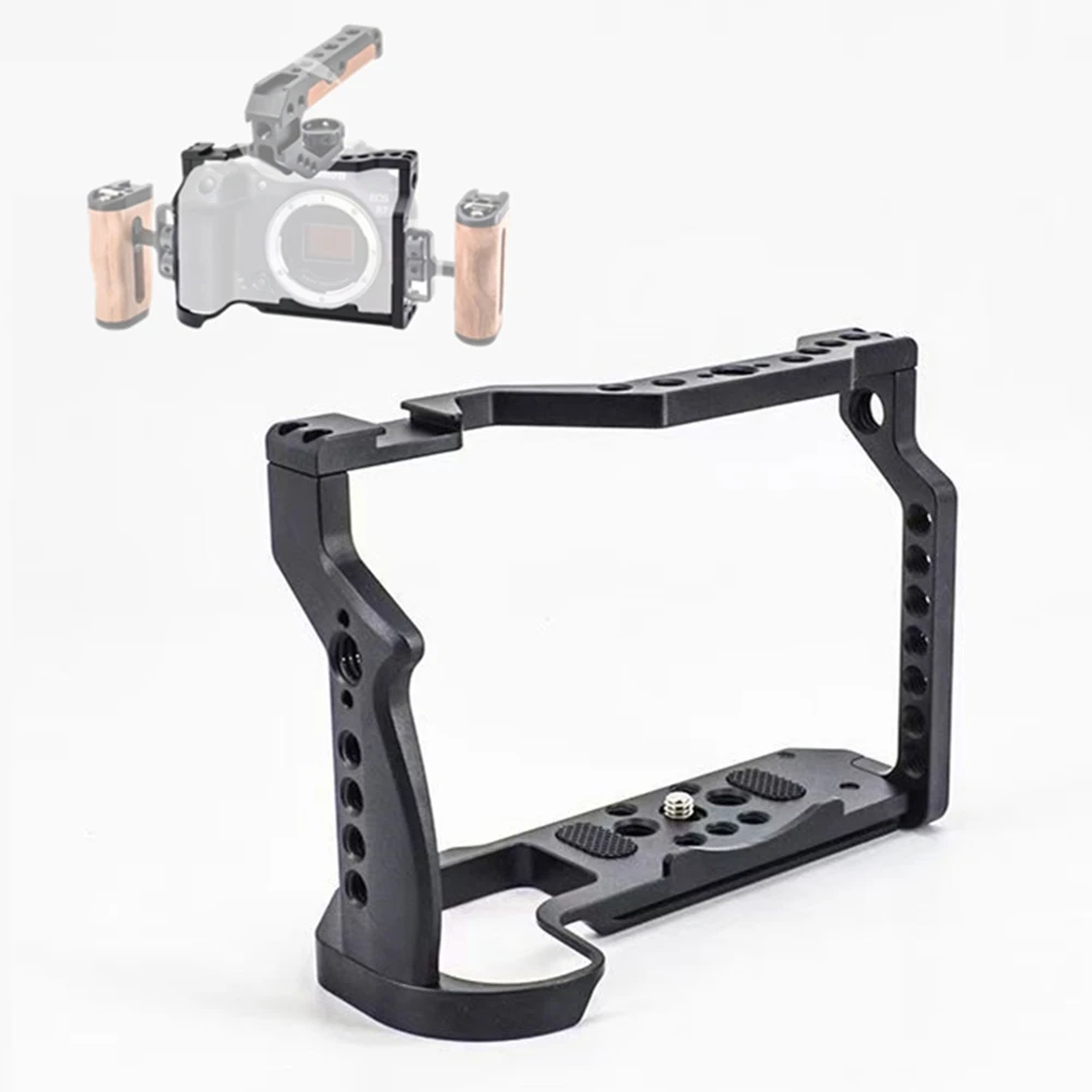 Compatible with Canon EOS R7 Camera Cage with Cold Shoe Mounting &1/4'' 3/8'' Thread Holes & Arca-Swiss QR Plate for Tripod