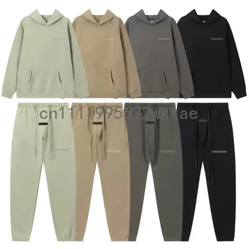 

Комплект мужской одежды Season 8 Classic Double Line: роскошные худи оверсайз с флокированием и надписями на груди, парный хлопковый спортивный костюм