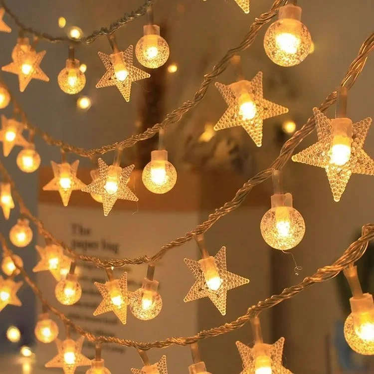 LED Star Snowflake Ball Light String, decoração de Natal e Ano Novo, atmosfera luzes coloridas, cheia de estrela do céu, decoração do quarto