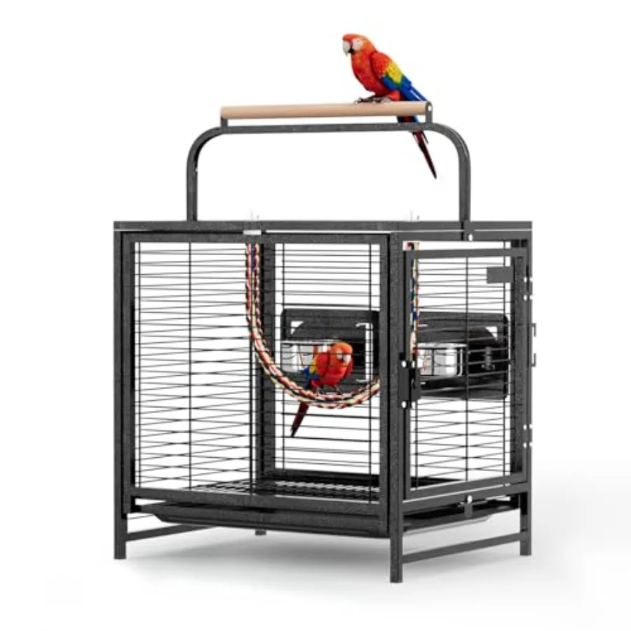 

Bird Cage for Parakeets Parrot Lovebirds Finches Small Medium Birds Wrought Iron with Handle Rustic Black Durable Design
