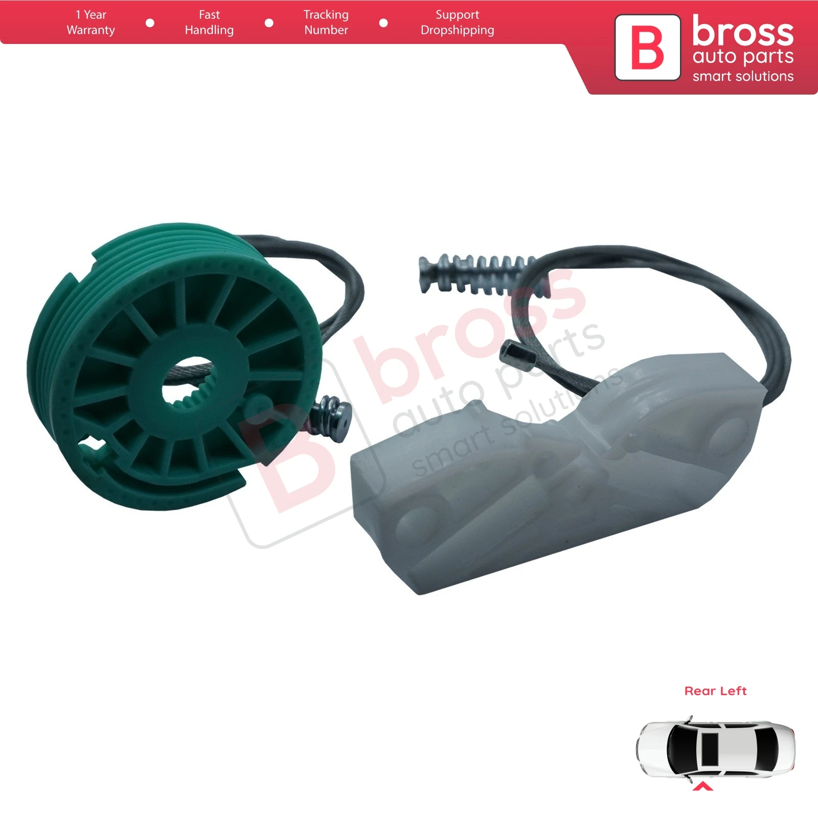 Kit de reparo do regulador de janela elétrica, quarto traseiro esquerdo para Mercedes CLK MK2 W209 C209 A209 2002-2009 2 portas A2096700103, BWR1119