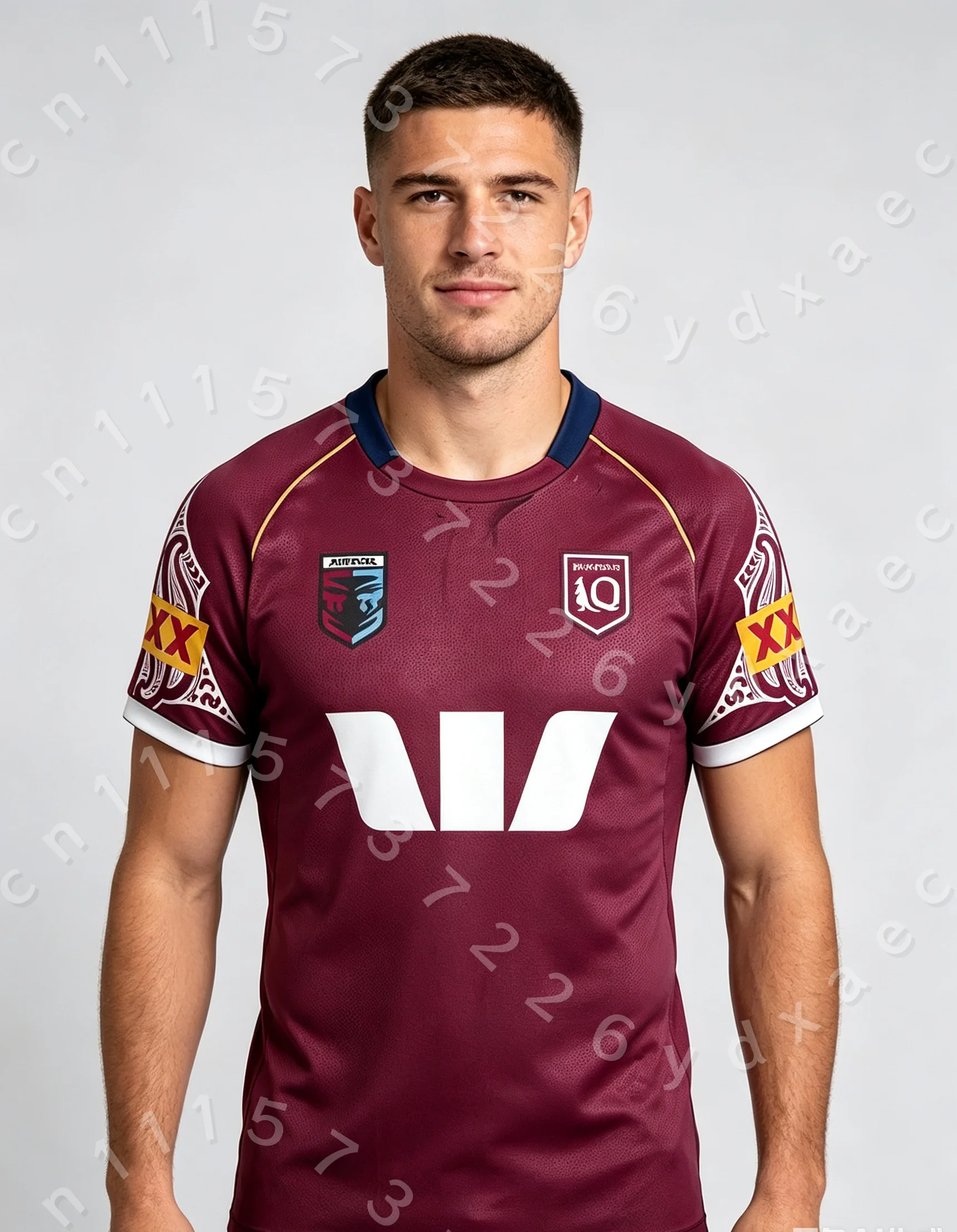 Familien-Partnerlook NSW Blues Rugby Trikot Gold Grün Maori Tribal Print Eltern-Kind New South Wales Fan Sport Kurzarm T-Shirt – Detail 6