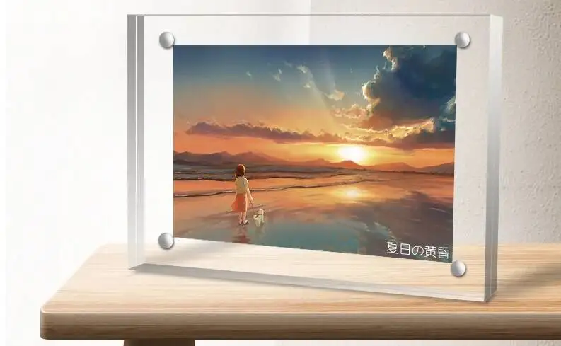 Neue Ankunft Doppelseitigen Klarem Kristall Foto Rahmen Schreibtisch Set Acryl Magnet Bild Teile Verwenden Foto Rahmen Magnetische Bild foto – Detail 5