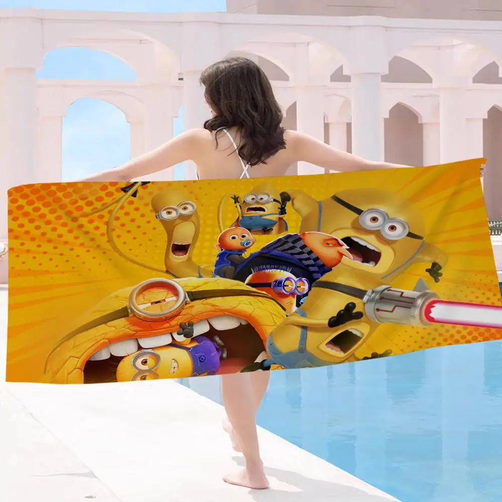 Cartoon Movie M-Minions Beach Towel Colorful Bath Towels for Girl Microfiber Quick Dry Custom Sand Free Beach Yoga Spa Gym Pool