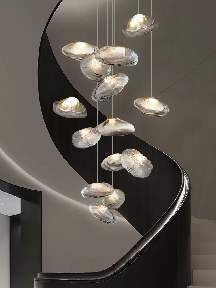 Cloud Glass Lights stair Modern Ceiling Chandeliers Lustres Pendant Ceiling Lamps Hanging Attic Living Room Decor for Staircase