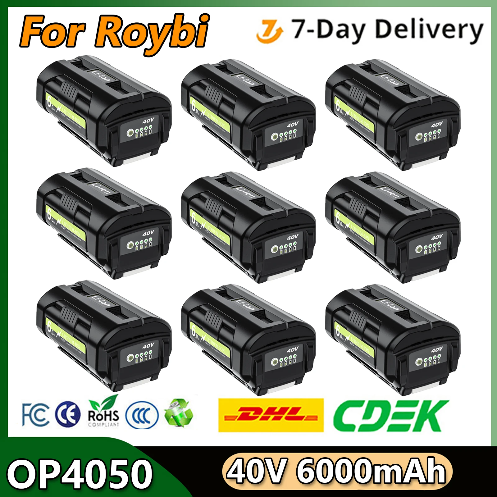 Long Runtime 6.0Ah! 40V Li-ion Ryobi Battery for OP4050 OP4030 OP4060A OP40201