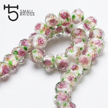 12mm Große Murano Transparente Glas Lampwork Perlen für Schmuck Machen Frauen Diy Armband Blume Rondelle Facettierte Perlen L002
