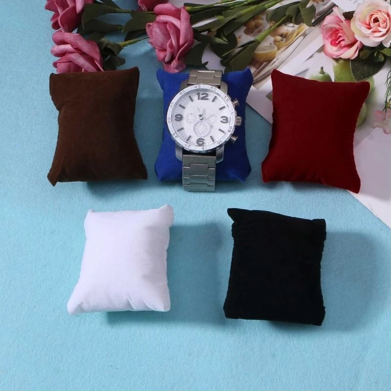 

X6HE Watch Box Small Pillow Jewelry Box Flannel Small Pillow Leather Pillow Bag