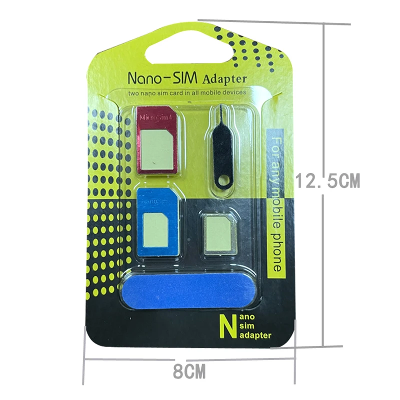 Sim Card Adapter Set, Ferramenta de Reparo do Telefone Móvel, 5 em 1, IP 5 Nano, Sim Completo, 2pcs