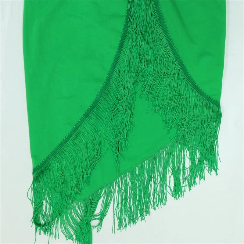 Effen elegante kwastje feestjurken dames nachtclub halter backless strapless mouwloze gedrapeerde onregelmatige sexy bodycon-jurk