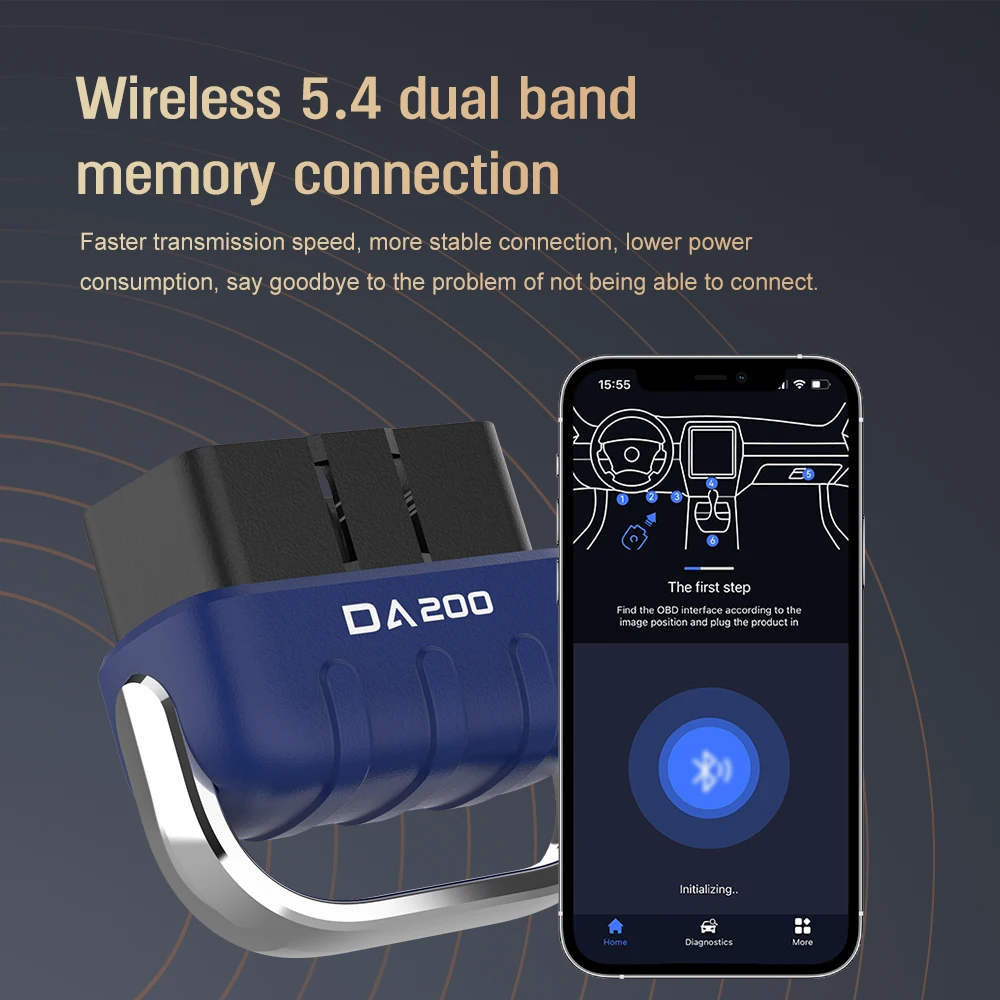 DA200 AI OBD2 Car Fault Diagnostic Tool Automotive Scanner Code Reader Engine Reset Battery Voltage Tester For IOS Android