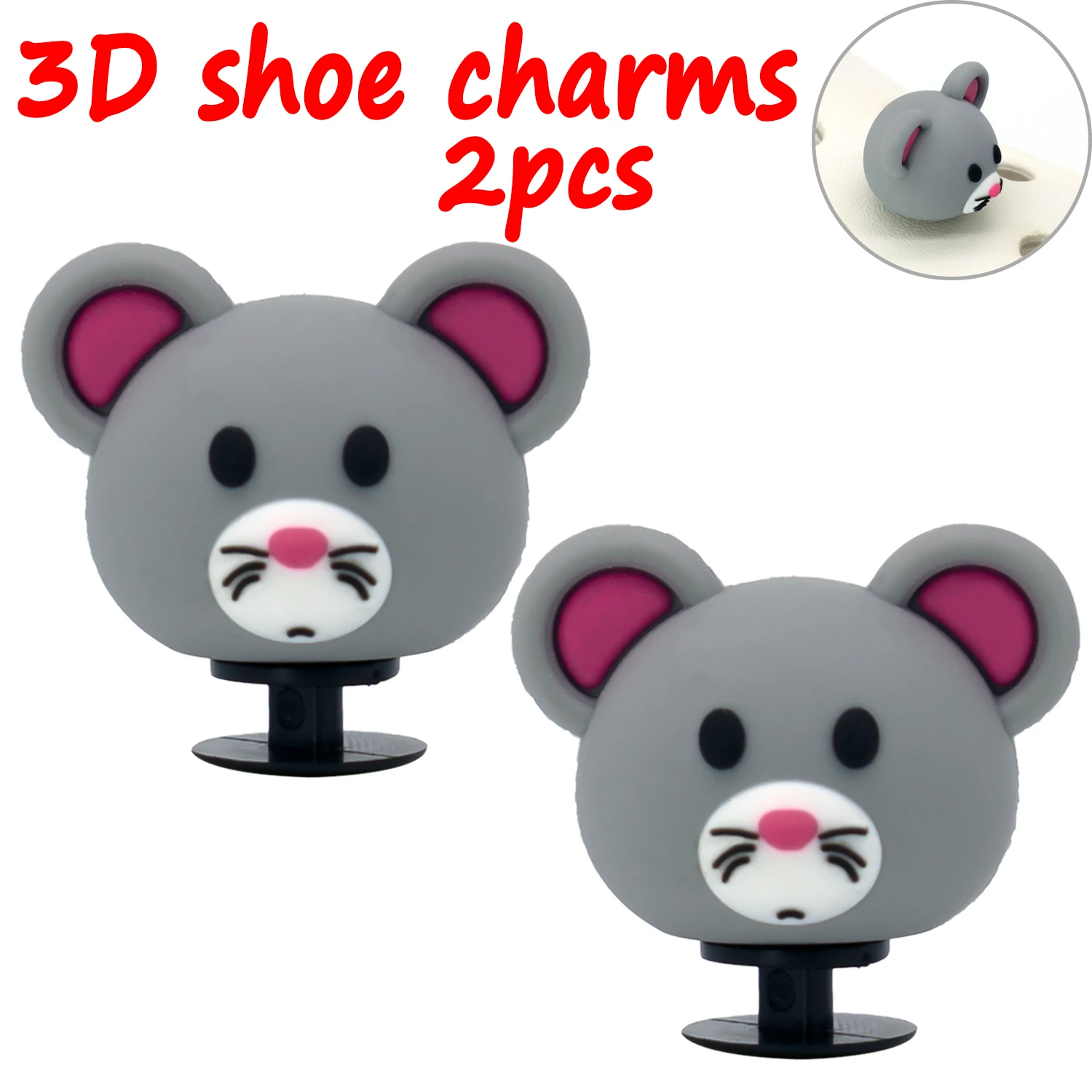 2 Stück 3D niedliche Tier-Schuhanhänger, Ente, Biene, Dinosaurier, Hund, Schuhdekorationen, Panda, Kuh, Anstecknadeln für Mädchen, Jungen, Kinder, Geschenke, Clog-Schnalle – Detail 27