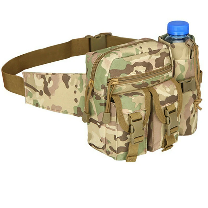 Bottiglia d'acqua tattica da uomo impermeabile Molle Camouflage caccia escursionismo arrampicata Nylon marsupio per cellulare marsupio all'aperto