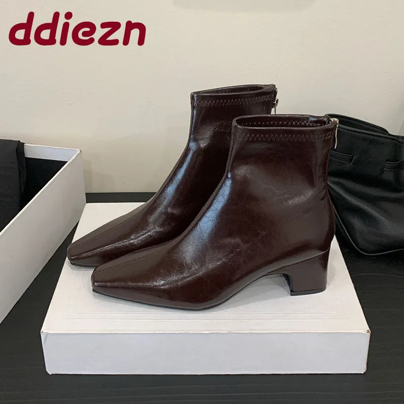 

Модные женские ботильоны с острым носком, женская обувь на молнии, современные женские полусапожки на каблуке 3 см, туфли-лодочки