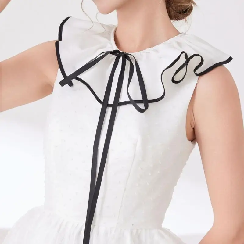 652F قابلة للتعديل ذوي الياقات البيضاء وشاح وشال شال القابل للإزالة مع تصميم مرتبط بربط النساء اللباس مُحسّن سترة