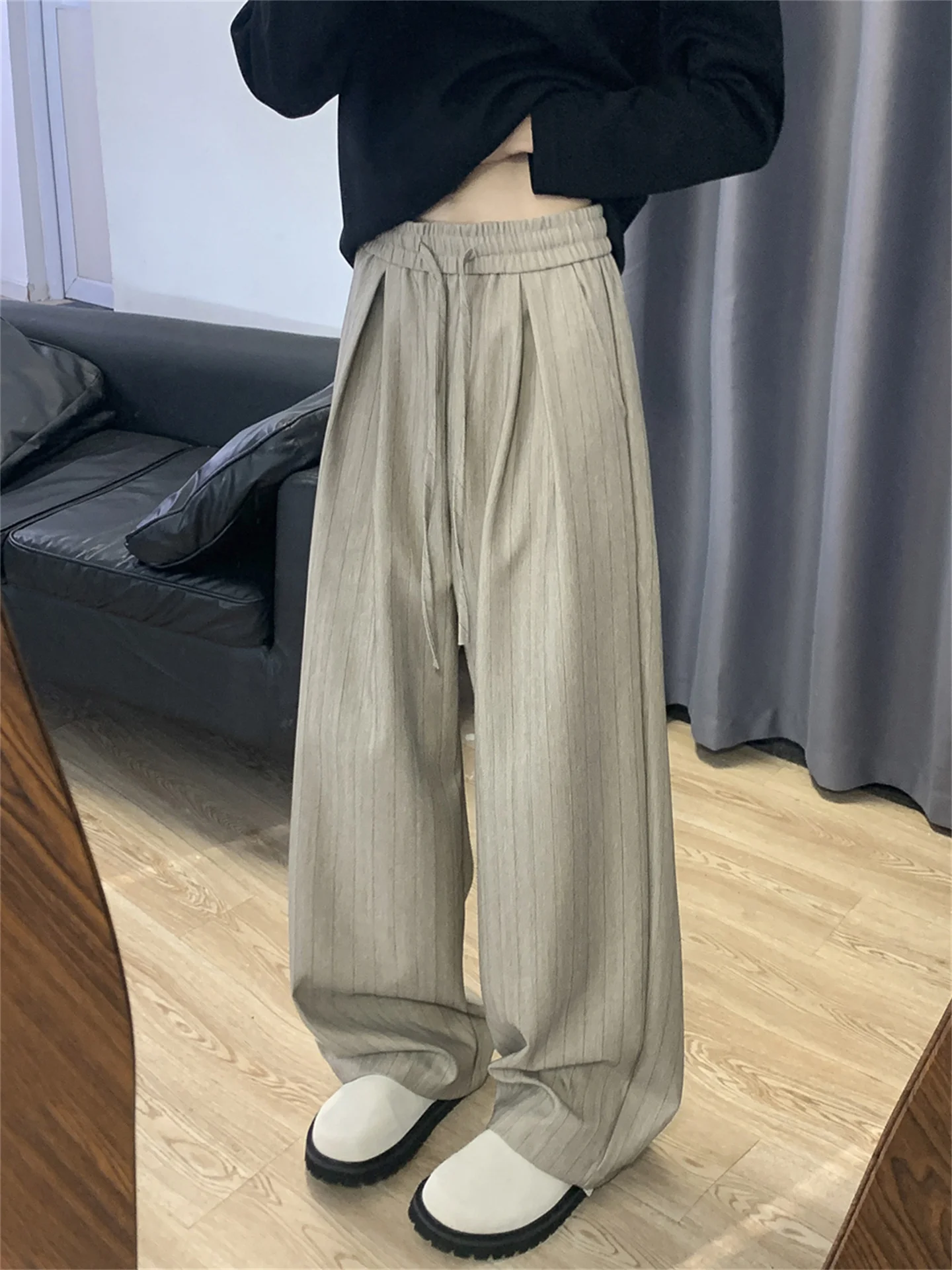 

Мужские повседневные брюки American Sle свободного кроя с широкими штанинами, прямые, летние, в полоску, с эффектом стройности, в стиле кэжуал